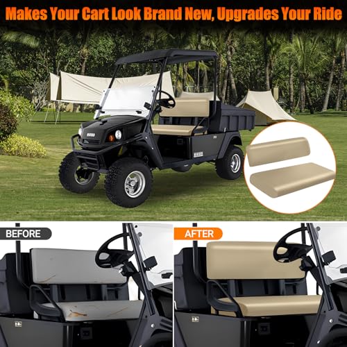 Golf Cart Front Seat Covers Staple On Replacement for EZGO Workhorse Golf Cart Seat Beige Micro Fiber Leather Seat Cover - color: Beige, size: EZGO Workhorse