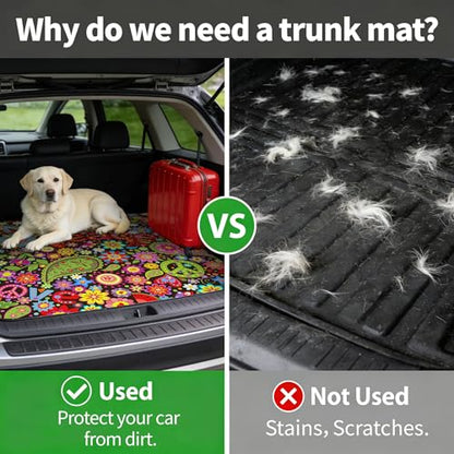 Car Trunk Mat - Universal Size 29" x 39", Floral Pattern Cargo Liner, Car Accessory for SUVs/Sedan/Wagons, Durable Protective Mat, Trunk Liner for Families/Travel Enthusiasts (Flowers-2) - style: flowers-2