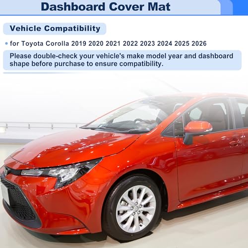 Dashboard Cover for Toyota Corolla 2019-2026 Interior Polyester Dash Cover Mat Pad Carpet Non-Slip Dashboard Protector Sunshine UV & Heat Resistant Black - style: for Toyota Corolla 2019-2026