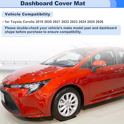 Dashboard Cover for Toyota Corolla 2019-2026 Interior Polyester Dash Cover Mat Pad Carpet Non-Slip Dashboard Protector Sunshine UV & Heat Resistant Black - style: for Toyota Corolla 2019-2026