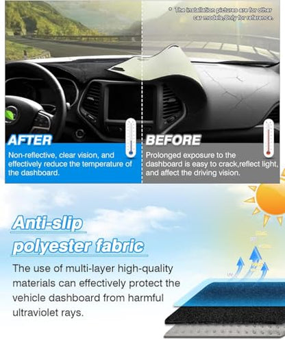 CARTIST Dash Cover Fits for Ford Ranger 2019 2020 2021 2022 (Without HUD), Dashboard Cover for Ranger Accessories, Dash Mat Anti-Slip Silicone Back