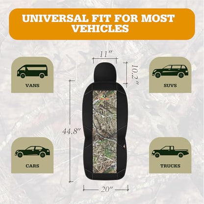 Mossy Oak Camo Seat Covers Low Back - Premium Cotton Twill Car Seat Cover, Airbag Compatible, Universial Fit Most Front Seats - Official Licensed Product - color: Cotton Low Back