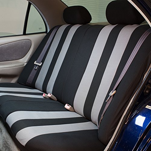 FH Group Three Row Striking Striped Full Set Car Seat Covers, Airbag Compatible & Split Ready – Universal Fit for Cars Trucks & SUVs Gray - color: Gray, size: 3 Row/7 Seater