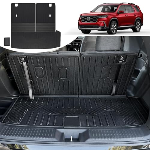 Cargo Mat for Honda Pilot 2023-2025 2026, All Weather TPE Cargo Liner with Backrest Mat Interior Protection for Honda Pilot TrailSport Touring Elite EXL Black Edition Accessories - size: for 2023-2026 Honda Pilot Cargo Mats