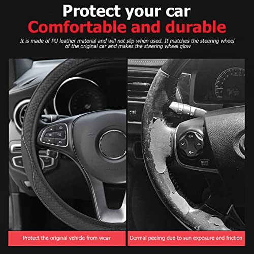 zipelo Elastic Stretch Steering Wheel Cover, Microfiber Breathable Ice Silk, Universal 15 Inch Anti-Slip Car Steering Wheel Protector, Warm in Winter and Cool in Summer for Women (Style4-Black) - color: Style4-Black