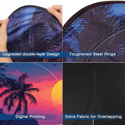 Windshield Sun Shade - Car Sun Shade Windshield, Reflector Sunshade Offers Ultimate Protection for Car Interior - color: Purple Dusk(57"x32")