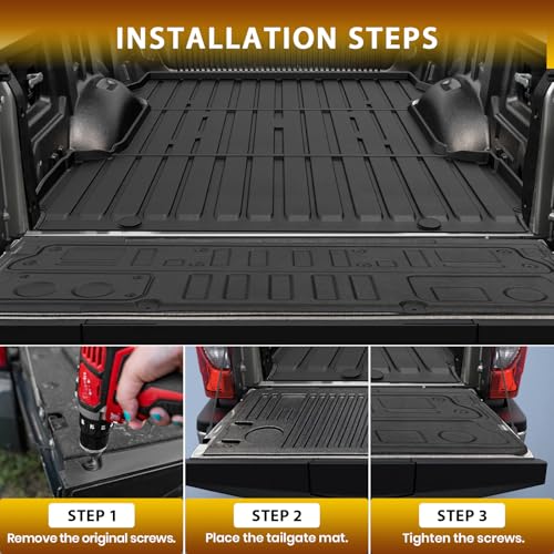 Floor Mats for 2017-2024 2025 2026 Ford F250/F350/F450 Super Duty Crew Cab Truck Bed Mat Tailgate Liner Protector All Weather Replacement for Ford F250/F350/F450 Accessories - size: 3)Ford F250/F350/F450｜17-26｜Truck Full Set