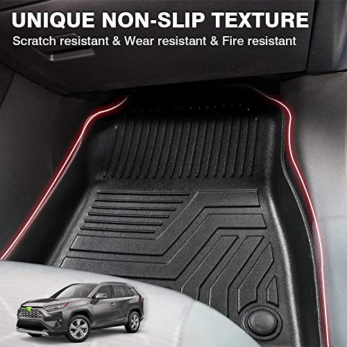 Floor Mats for 2019-2024 2025 Toyota RAV4 Accessories All Weather Floor Liner 3D TPO 1st & 2nd Row Floor Mat Heavy-Duty Floor Liners(FIT All Models) - size: 14)Toyota RAV4｜19-25｜1st & 2nd Row