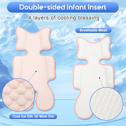 Baby Car Seat Cooling Pad, Mink Dot Carseat Cooler Mat for Girls Boys, Stroller Pad with 3D Breathable Mesh, Multifunctional Infant Insert Liner for Summer - color: Pink
