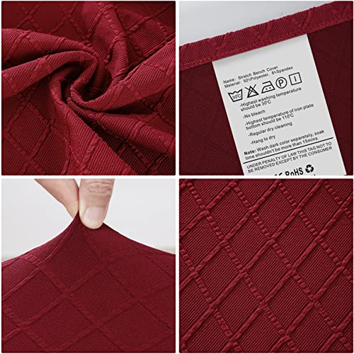 Fuloon Stretch Jacquard Dining Bench Cover - Anti-Dust Removable Bench Slipcover Washable Seat Cushion Protector for Bedroom, Kitchen, Hotel, Banquet (Burgundy) - color: Burgundy