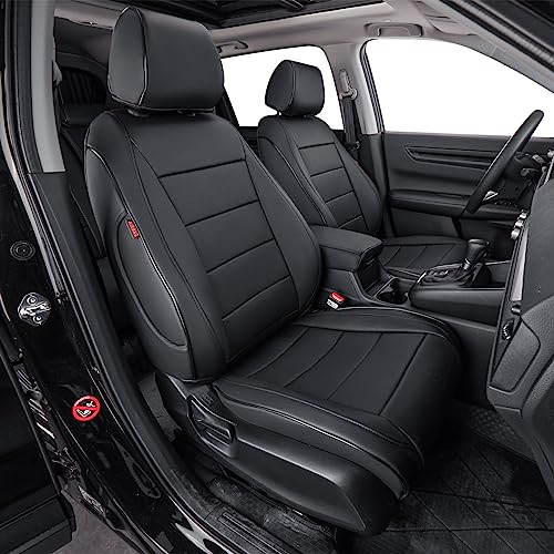 EKR CRV Seat Covers Custom Fit for Honda CRV 2023 2024 2025 2026 Leather Car Seat Cover Full Set for Trucks SUV,Waterproof Car Seat Cushion,Faux Leather (Black) - color: Black, size: 2023-2026 CRV EX,EXL,LX ,Sport,Hybrid