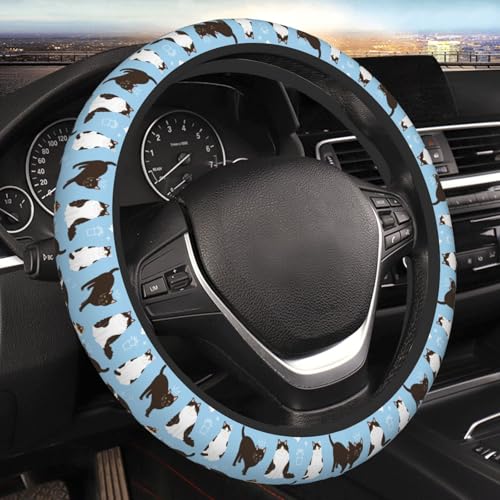 Cats Steering Wheel Cover for Women Elastic Rubber Steering Wheel Universal 15 Inch Fit for Cars, Auto, SUVs - color: Cats