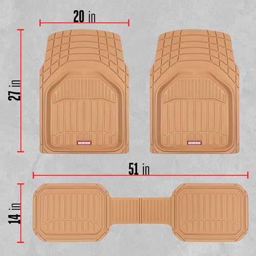 Motor Trend 943-BG FlexTough Defender Car Floor Mats -Next Generation Deep Dish Heavy Duty Contour Liners for Car SUV Truck & Van-All Weather Protection, Trim to Fit Most Vehicles Beige - color: Beige, style: FlexTough NextGen