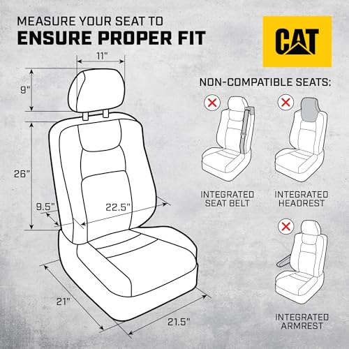 CAT Flexfit Green Black Seat Covers for Cars, Trucks, & SUV - (2) Front Car Seat Cover Front Seat Protectors - Airbag Compatible Seat Covers for SUV Interior Covers & Truck Seat Cover Car Accessories