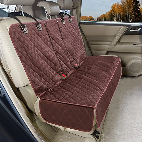 Dog Car Seat Cover for Back Seat Cover for Kids,Non Stick Fur Rear Seat Protector for Pet,Nonslip Waterproof Universal Fit Interior Backseat Covers for Auto Van SUV (Large, Coffee Brown) - color: Cofee Brown, size: ISOFIX Large