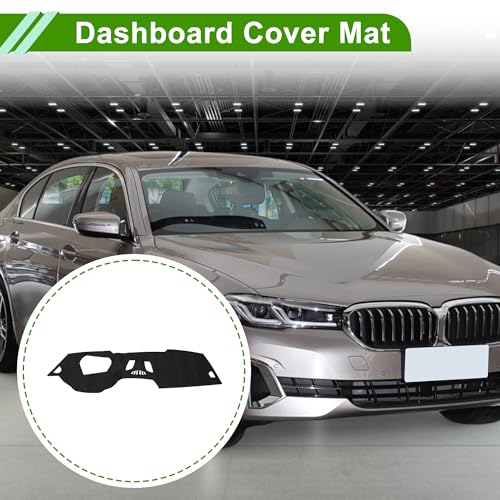 Faux Leather Dashboard Cover for BMW 5 Series with HUD 2018-2023 with Hud Dashboard Mat Anti-Slip Sun UV Heat Shield Protection Black 1 Pc - size: with HUD