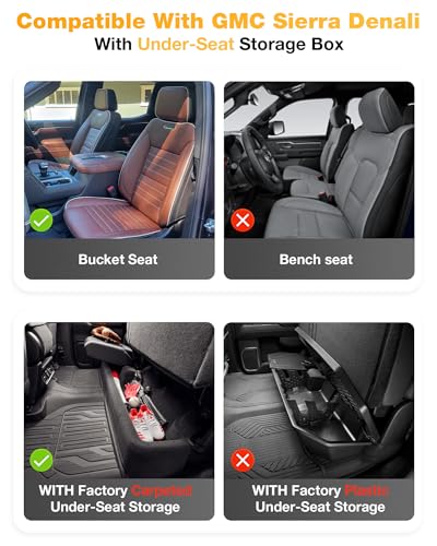 3W Floor Mats & Front Carpet Fit for 2019-2025 2026 Chevy Silverado/GMC Sierra Denali 1500 & 2020-2026 GMC Sierra 2500HD/3500HD Crew Cab, TPE All Weather Accessories 2 Rows Full Set Car Mats - size: GMC Sierra & Chevy Silverado Floor Mats & Carpet