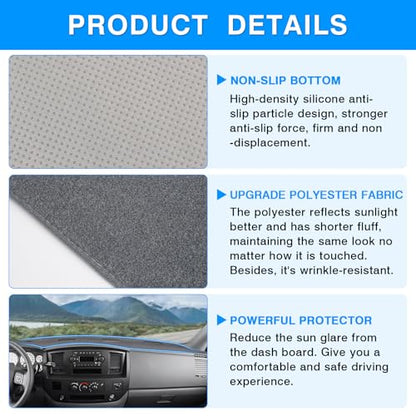 Autorder Gray Dashboard Cover Mat for 2006-2009 Dodge Ram 1500 2500 3500,2009 Dodge Ram 2500 3500 4500 5500,2010 Dodge Ram 4500 5500 Accessories Dash Cover Polyester Dash Mat - size: Gray 2006-2009 Dodge Ram