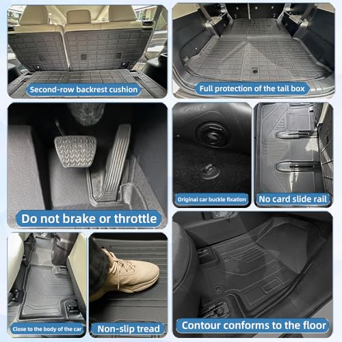 All-Weather TPE Floor Mats & Cargo Mat Full Set for 2024-2026 Toyota Grand Highlander (7 & 8 Seat Models | Hybrid Compatible) - 5-PC Complete Interior Protection with Backrest Covers - size: For Toyota Grand Highlander 5pcs