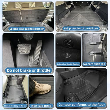 All-Weather TPE Floor Mats & Cargo Mat Full Set for 2024-2026 Toyota Grand Highlander (7 & 8 Seat Models | Hybrid Compatible) - 5-PC Complete Interior Protection with Backrest Covers - size: For Toyota Grand Highlander 5pcs