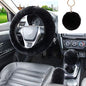WenMei 4PCS Set Fluffy Steering Wheel Covers with Handbrake Cover&Gear Shift Cover&Plush Keychain Furry Steering Wheel Cover for Women Girl Fashion Warm Car Wheel Protector Fit Most Car (Black) - color: Black