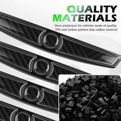 4PCS Carbon Fiber Car Door Edge Protector | Thickened Shark Blade Shape,Self-Adhesive Anti-Scratch Car Door Protector Edge Guard