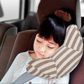 Kids Car Seat Travel Neck Pillow Soft Neck Support Cushion Car Seat Belt Cover Cushion Pillow Car Seatbelt Shoulder Pad Head Neck Support Pillow Seat Strap Pillow for Car Airplane Pushchair Travel - color: Coffee Strips