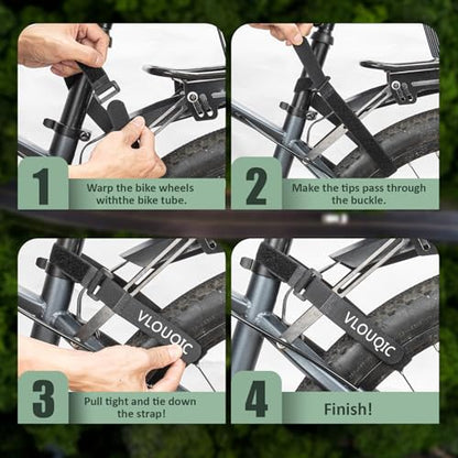 4 PCS Bike Rack Straps Bike Wheel Straps, Adjustable Bike Straps for Rack with Durability Hook Bike Car Rack Accessories, Keep The Bicycle Wheel from Spinning for Transportation and Storage