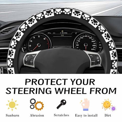Steering Wheel Cover Accessories Neoprene Cover, Breathable Non-Slip Easy to Install Suitable for Women Men, 14.5-15.5 Inch for Car SUV Van Truck Universal - Grid Claw Print - color: Grid Claw Print