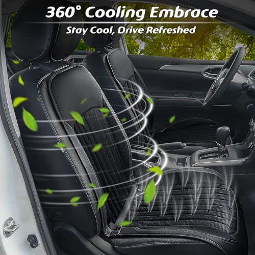 2026 Upgraded Cooling Car Seat Cover Front Seat, 12V-24V Ventilated Cooling Car Seat Cushion, Cooled Seat Cover for Car SUV Truck Universal Fit, Classic Black