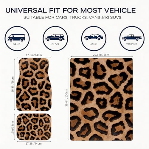 Automotive Floor Mats 5 Pcs, Universal Car Floor Mats, Leopard Print Cargo Liner, Car Accessory for SUVs/Sedan/Wagons, Durable Protective Mat, Trunk Liner for Families/Travel Enthusiasts - style: Bundle 8