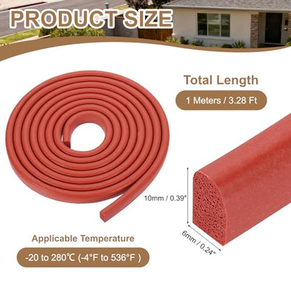 uxcell 6.56 ft Foam Backer Rod, 0.24" x 0.39" D-Shaped Solid Joint Filler, Foam Seal Strip for Caulk Saver, Rope Caulk Cement Crack Filler, Red - size: 6.56 ft x 0.24" x 0.39"