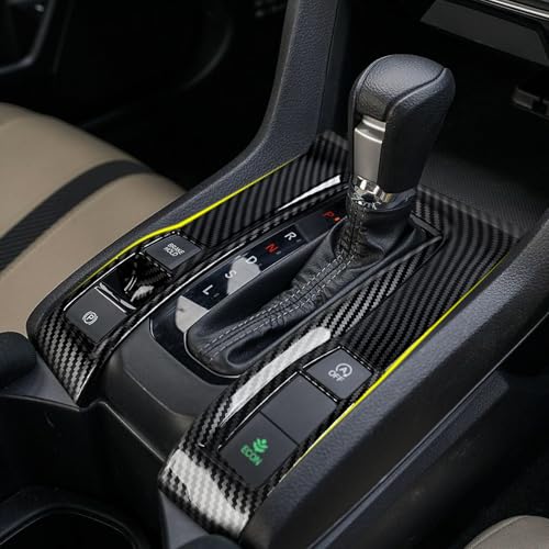 Gear Shift Panel Cover Decals for Honda Civic 2016 2017 2018 2019 2020 2021 10th Gen Accessories ABS Carbon Fiber Interior Stickers - color: Gear Shift Panel, C