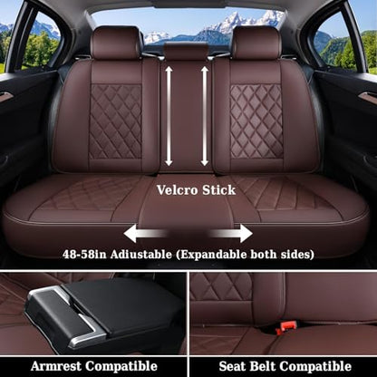Coverado Car Seat Covers Full Set, Luxury Faux Leather Waterproof Seat Cover, Front and Back Car Seat Protector, Universal 5 Seat Leather Seat Cushion, Carseat Cover Fit Most Cars, Coffee - color: A-Coffee, size: Full Set