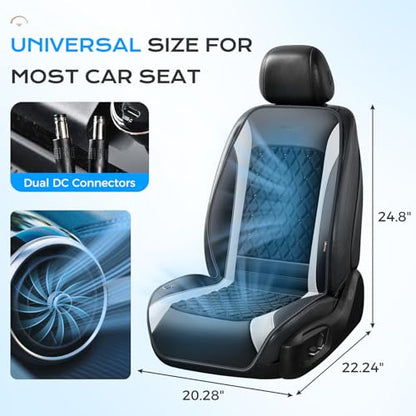 Coverado Upgraded Cooling Car Seat Cushion 8 Turbo Fans 12V-24V Ventilated Cooling Seat Cover 3 Adjustable Wind Speeds Long Lasting Coolness Summer Driving Universal Fit for Car SUV Truck Gray - color: Gray-a