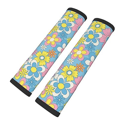 Stylish Retro Flowers Seat Belt Covers Soft Comfortable Shoulder Strap Pads for Adults Universal Car Accessories - Pack of 2 - color: Retro Flowers