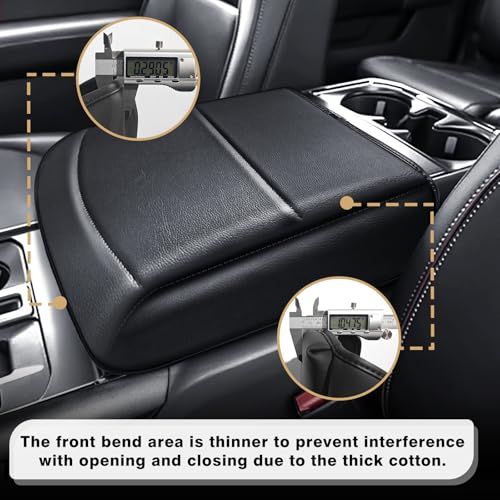 Center Console Armrest Cover Fit for Ford F150 2021-2025 2026 Accessories, Comfort Armrest Pad Console Lid Cushion Vegan Leather 1-Inch Extra Thick(Bucket Seat ONLY) - size: 2) 21-25 |F150| Bucket Seat, +Thick