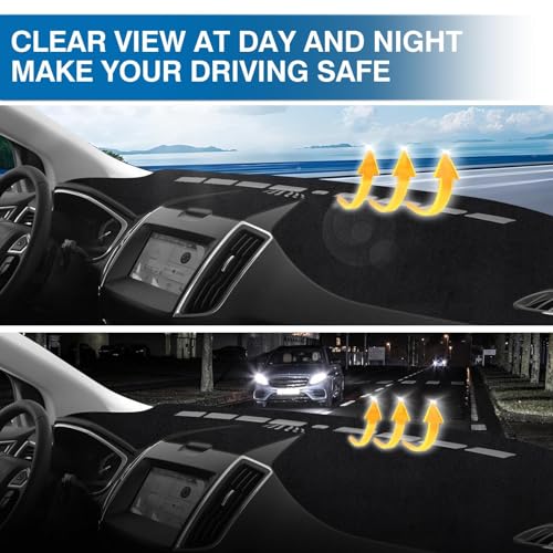 KUST Black Dash Cover Compatible with 2015-2025 2026 Ford Edge Dashboard Cover Accessories for Edge Non-Slip Polyester Dashboard Mat Custom Fit Center Console Sunshield Protector No Glare - size: 59.2''×18.8'' (Ford Edge 15-26)