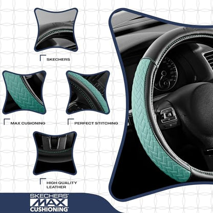 Skechers Steering Wheel Cover,Max Cushioning Leather Steering Wheel Cover Universal Fit 14" 1/2-15" Car Wheel Protector for Men Women Fit Suvs,Vans,Sedans,Car,Trucks,Mint - color: Mint