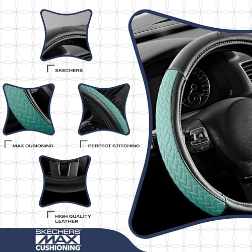 Skechers Steering Wheel Cover,Max Cushioning Leather Steering Wheel Cover Universal Fit 14" 1/2-15" Car Wheel Protector for Men Women Fit Suvs,Vans,Sedans,Car,Trucks,Mint - color: Mint