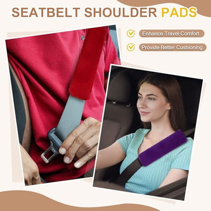 PATIKIL Car Seat Belt Cover Pad, (Pink) (2 Pcs), Soft Fluffy Seatbelt Cushion Shoulder Strap Covers, Suit for - Bag/Auto/Car Accessories - color: Pink