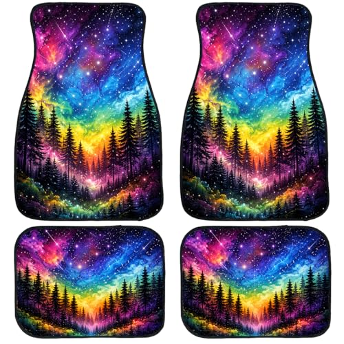 4 Piece Forest Car Floor Mats Full Sets Rainbow Galaxy Star Night Art Automotive Foot Mats Rugs Carpet for Car Non-Slip Auto Car Accessories Universal Fit for Car SUV Truck Van - color: Forest