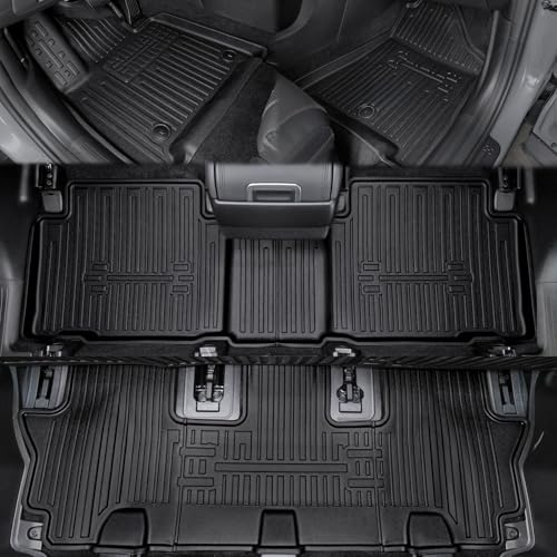 Floor Mats for Hyundai Santa Fe 2024-2026, All Weather Floor Mats Trunk Cargo Liner with Backrest Protectors Accessories, Full Coverage Set (Fit 6/7 Seats) - size: For Hyundai Santa Fe | 2024-2026
