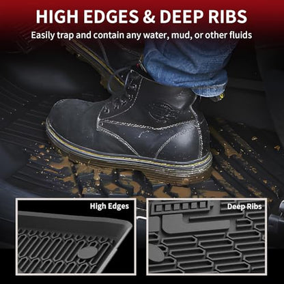LASFIT Floor Mats for Ford Mustang Mach-E 2021-2025 2026 TPE All Weather Protector Car Liners, 1st & 2nd Row, 3pcs Black - style: 9) 2021-2025 | Ford Mustang Mach-E | 1st & 2nd Row