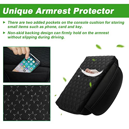 Shademax Center Console Cover Custom Fit for Hyundai Santa Cruz 2022 2023 2024 2025 2026 Armrest Cover Cushion Pad Santa Cruz Accessories PU Leather Armrest Seat Box Protector with Pockets Storage Bag - size: Size for Hyundai Santa Cruz 2022-2026