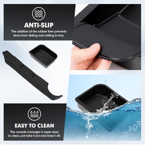 Autorder 2PCS Center Console Organizer for 2024-2026 Toyota Land Cruiser Prado 250 LC250 Accessories Armrest Storage Box Silicone Dash Organizer Center Console Insert Tray with Anti-Slip Mat - size: 2024-2026 Toyota Land Cruiser 2PCS