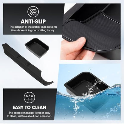 Autorder 2PCS Center Console Organizer for 2024-2026 Toyota Land Cruiser Prado 250 LC250 Accessories Armrest Storage Box Silicone Dash Organizer Center Console Insert Tray with Anti-Slip Mat - size: 2024-2026 Toyota Land Cruiser 2PCS
