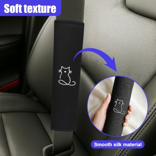 2PCS Car Seat Belt Covers, Breathable Soft Seat Strap Cushion Pad for Neck Shoulder Protection, Universal Safety Vehicle Interior Harness Pad Accessories for Cars, SUVs, Trucks (Cat) - size: Cat