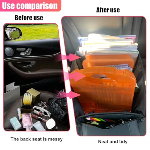 ZIMISI Car Seat Organizer, Collapsible Trunk Organizer with Detachable Divider, Handles and Multiple Pockets, Backseat Car Storage, Passenger Seat Organizer for Front/Back Consoles (Black)