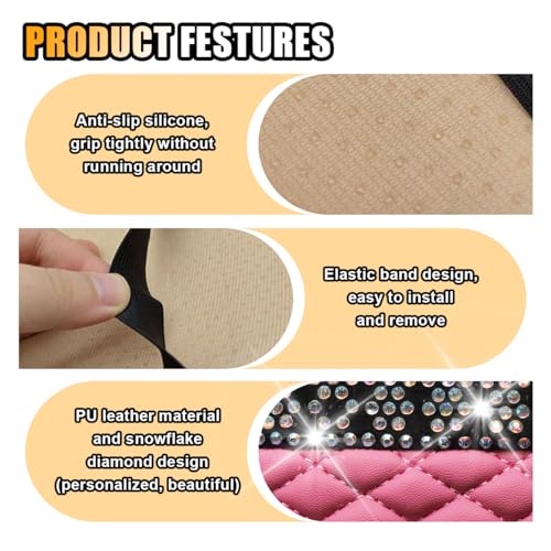 Bling Leather Car Armrest Seat Box Cover, Car Console Armrest Cover with Crystal Rhinestones, Anti-Scratch Waterproof Auto Center Console Protector Cushion Pad for Car SUV Truck (Pink) - color: Pink